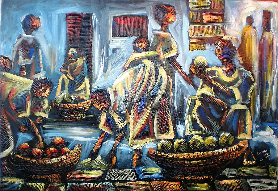 my blue painting by bosco bakunzi