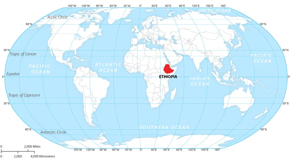 کشور اتیوپی در نقشه